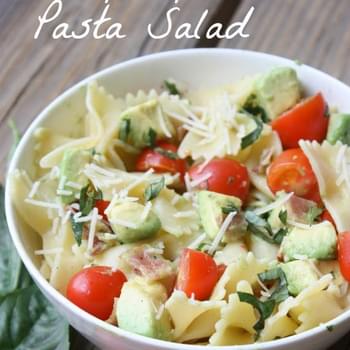 Tomato, Basil, Avocado Pasta Salad