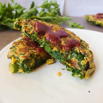 Turnip Green and Garlic Scape Chickpea Pancakes
