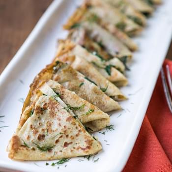 Grilled Cheese Crepes with Chard and Dill