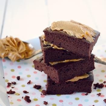 Flourless Chocolate Brownies with Salted Peanut Butter Topping (Gluten Free!)