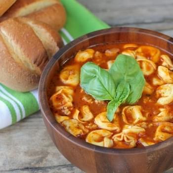 Easy Tomato Basil Soup With Chicken Sausage and Cheese Tortellini
