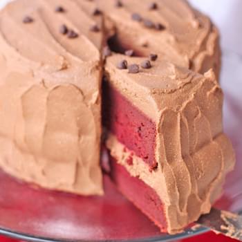 Vegan Red Velvet Cake with Chocolate Mousse Frosting