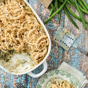 Green Bean Casserole with Onion Ring-Style Topping
