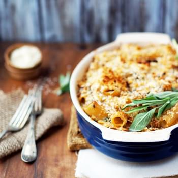 Creamy Baked Rigatoni With Butternut Squash & Goat Cheese