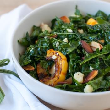 Kale Salad With Delicata Squash, Almonds And Aged Cheddar