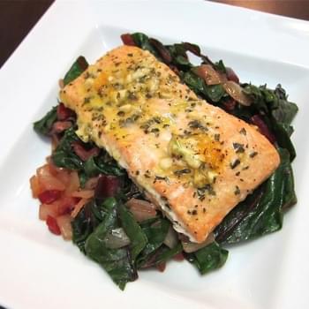 Baked Salmon with Swiss Chard