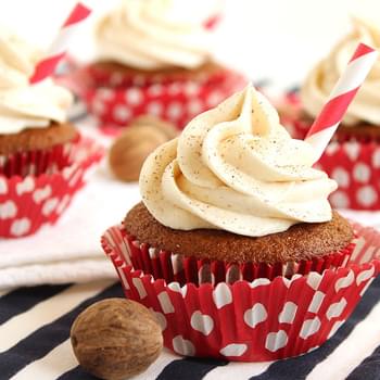 Gingerbread Latte Cupcakes with Eggnog Buttercream Frosting