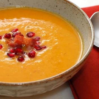 Butternut Squash Soup with Pancetta and Pomegranate