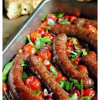 Beef Sausages & Balsamic Tomatoes