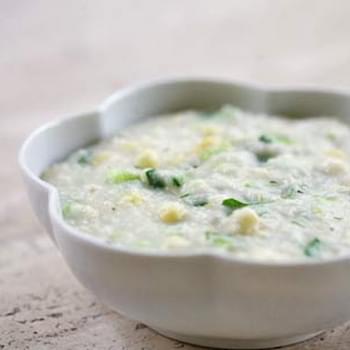 Grits with Corn and Onion Greens