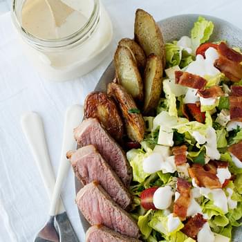 Steak and Roasted Potato Salad with Roasted Garlic Dressing