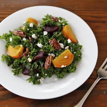 Kale and Roasted Beet Salad with Maple Balsamic Dressing