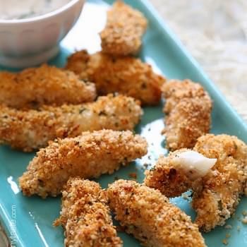 Healthy Baked Fish Sticks with Lemon Caper Sauce