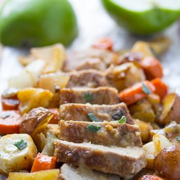 One Pan Roasted Pork Tenderloin with Apples, Sage, and Root Vegetables