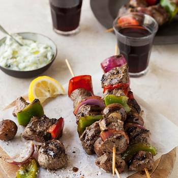 Ostrich Fillet Kebabs With Zucchini Tzatziki