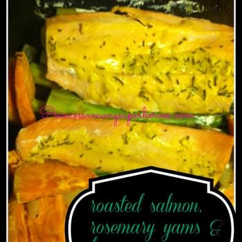 Roasted Salmon, Rosemary Yams, And Asparagus