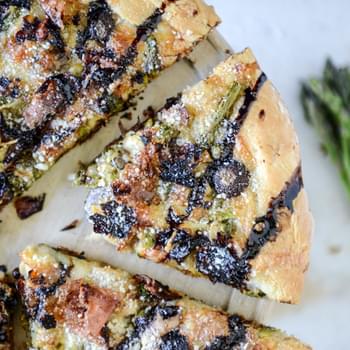 Springtime Mushroom, Asparagus + Prosciutto Pizza with Balsamic Glaze