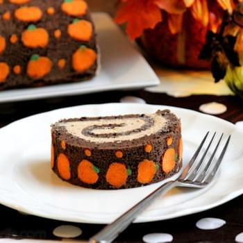 Chocolate "Pumpkin" Swiss Roll Cake #SundaySupper
