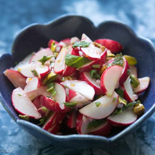 Radish Salad with Mint and Pistachios