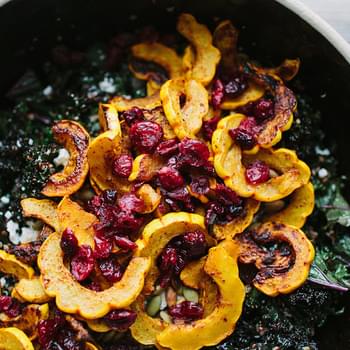 A BIG, BEAUTIFUL HARVEST SALAD WITH DELICATA SQUASH AND KALE