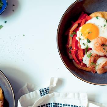Pan-seared Shrimp With Polenta And Farm Eggs