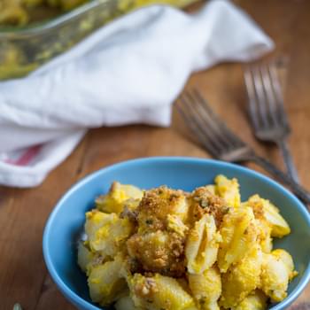 Baked Butternut and Turkey Pasta Shells with Brown Butter Sage Breadcrumbs