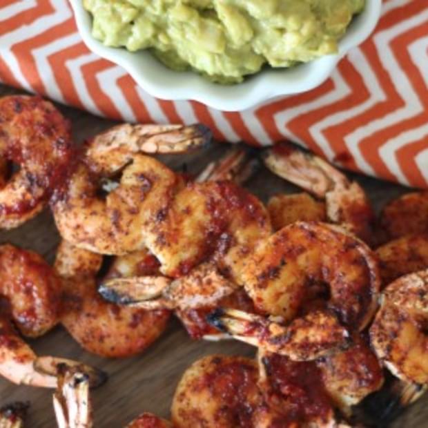 Spicy Grilled Shrimp with Easy Guacamole