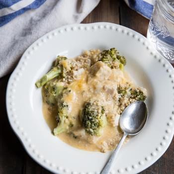 Slow Cooker Cheesy Broccoli and Chicken with Three Grains