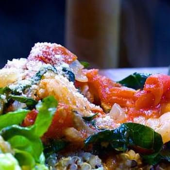 Shrimp Sauté with Tomatoes and Kale on Quinoa