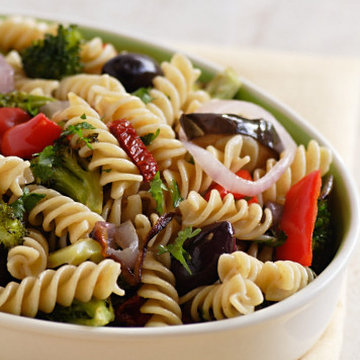 Whole Wheat Pasta with Roasted Vegetables and Olives Recipe