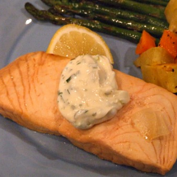 Beer Poached Salmon with Tarragon Mayonnaise Recipe