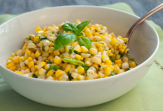 Fresh Corn Salad with Scallions and Basil Recipe