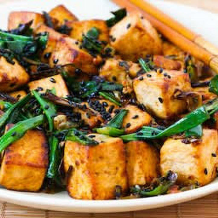 StirFried Tofu with Scallions, Garlic, Ginger, and Soy Sauce Recipe