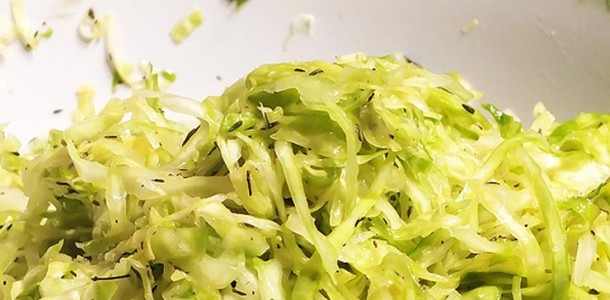 White cabbage salad. Fresh cabbage salad, a Romanian ...