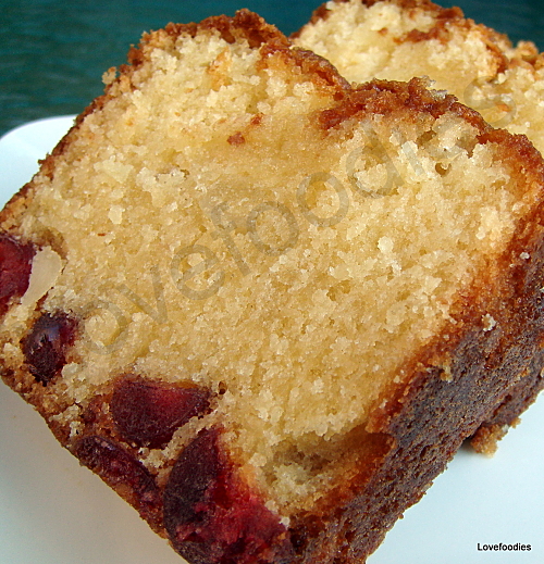 Moist Macadamia & Cherry Bottom Loaf Cake Recipe