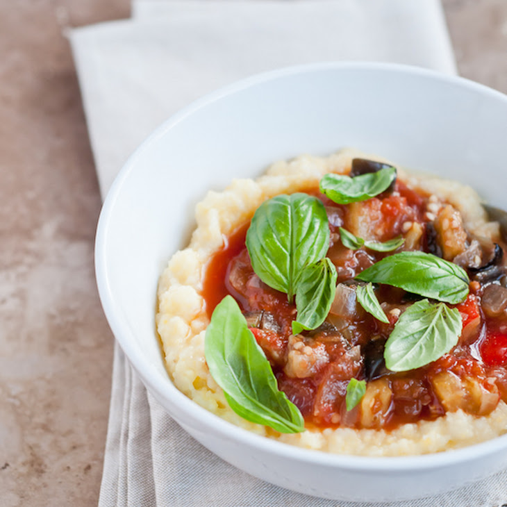 Stewed Eggplant and Tomatoes with Polenta Recipe