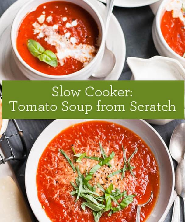 Slow Cooker Tomato Basil Soup Recipe