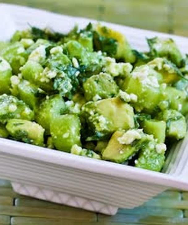 Cucumber And Avocado Salad Recipe With Lime Mint And Feta