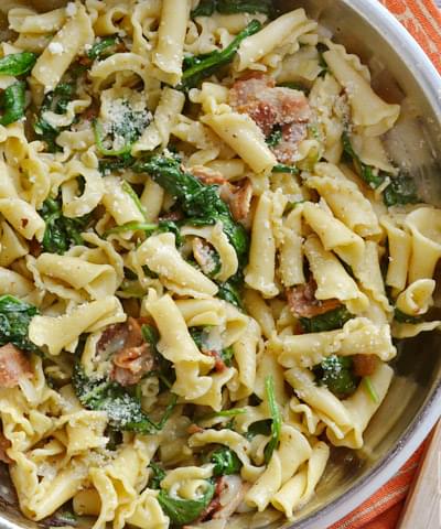Bacon and Spinach Pasta with Parmesan Recipe