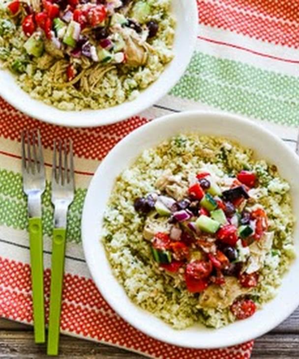 Slow Cooker Cauliflower Rice Greek Chicken Bowl Low Carb Gluten Free Can Be Paleo