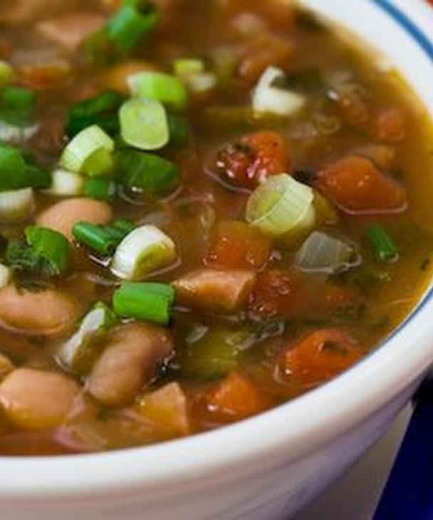 Spicy Pinto Bean Soup With Ham Tomatoes And Cilantro Recipe