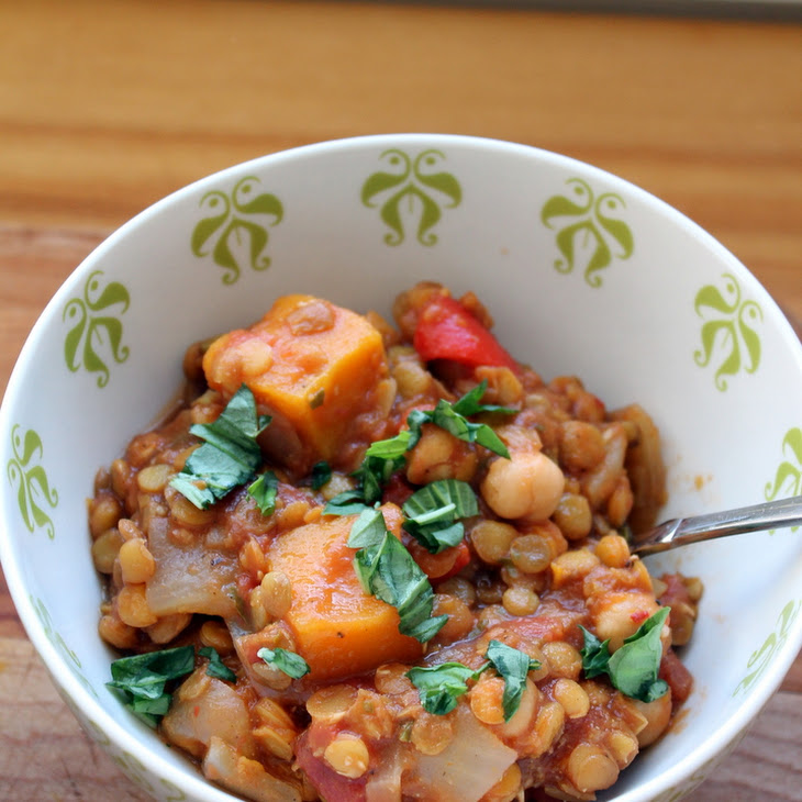 Butternut Squash, Chickpea & Lentil Moroccan Stew Recipe