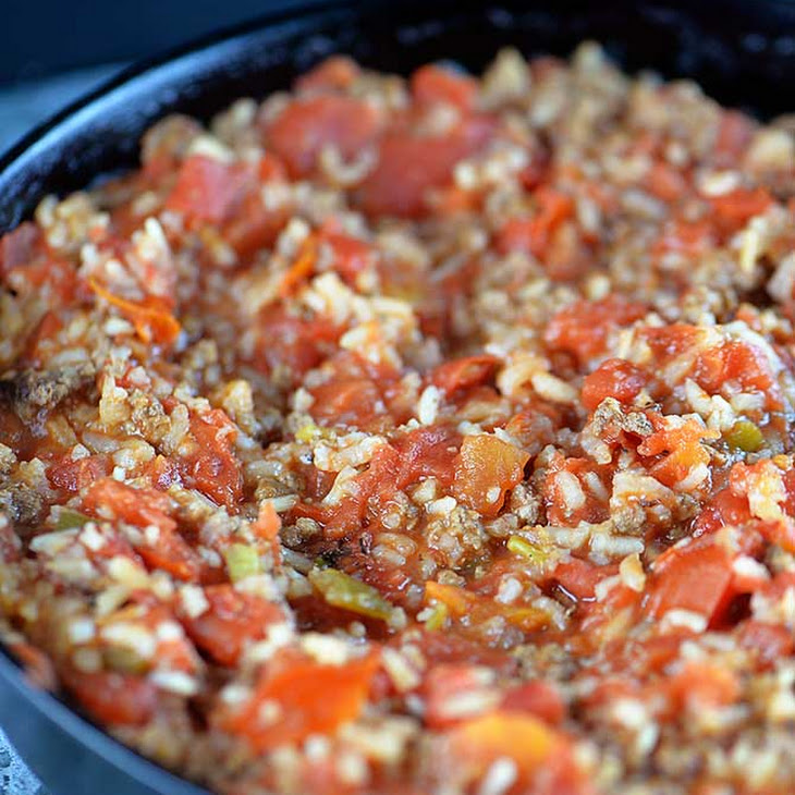 Skillet Spanish Rice with Ground Beef Recipe