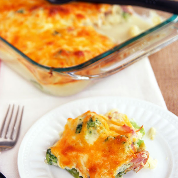Healthy Cauliflower Broccoli Casserole with Ham Recipe