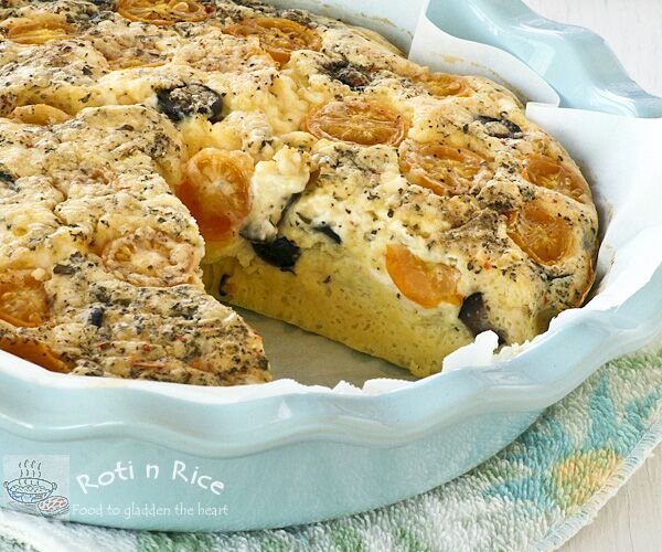 Crustless Quiche with Feta, Olives, and Tomatoes Recipe