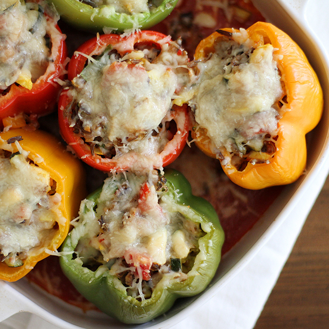 Cheesy Wild Rice Stuffed Peppers Recipe