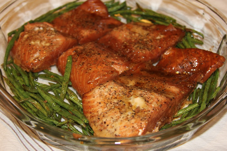 Cracked Pepper Salmon and Roasted Green Beans... Recipe