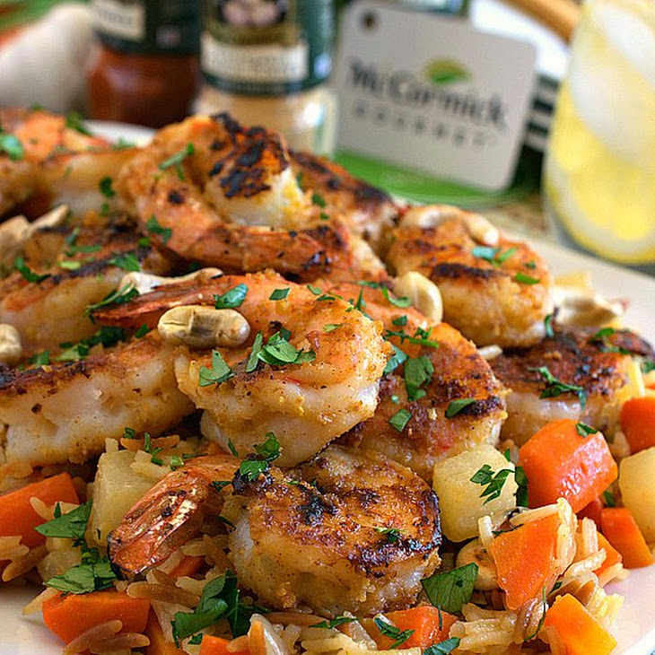 Garlic Lemon Shrimp with Savory Root Vegetable Rice Pilaf Recipe