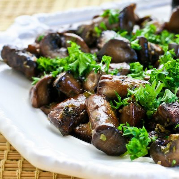 Oven or Grilltop Roasted Mushrooms with Garlic, Thyme, and Balsamic