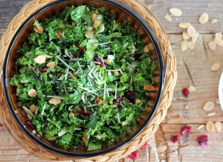 Kale and Brussels Sprout Salad with Cranberries & Toasted Almonds R...